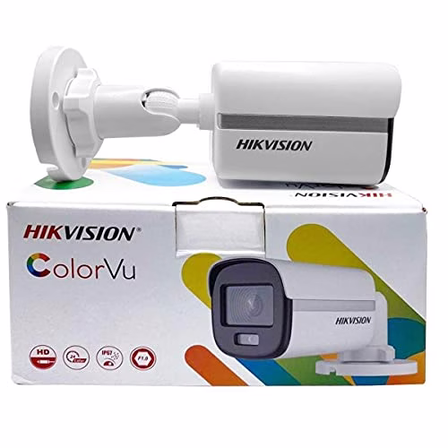 HIKVISION 2MP ColorVu Bullet Camera DS-2CE10DF0T-PF 3.6MM IP67 + USEWELL BNC DC, White Wired 1Full HD 1080p thumbnail 2