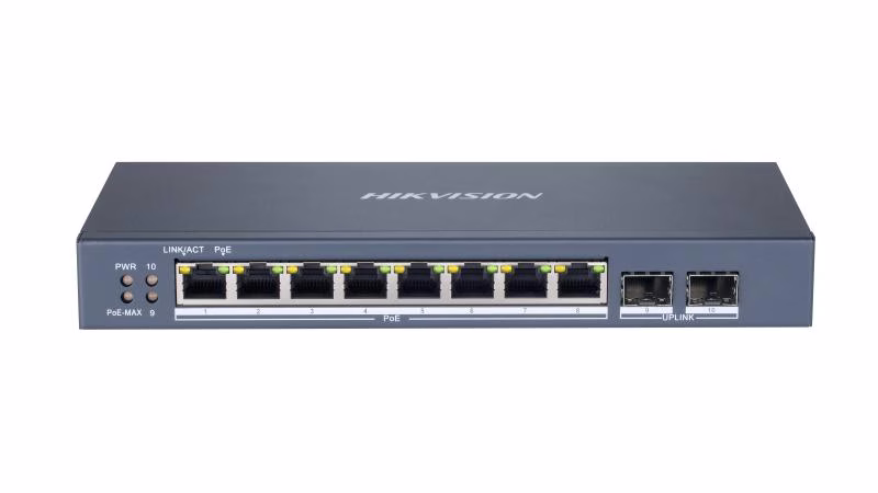 Hikvision DS-3E1510P-SI Smart Managed 8-Port Gigabit PoE Switch, 8x Gigabit PoE Ports, and 2x Gigabit Fiber Optical Ports – Buy Online