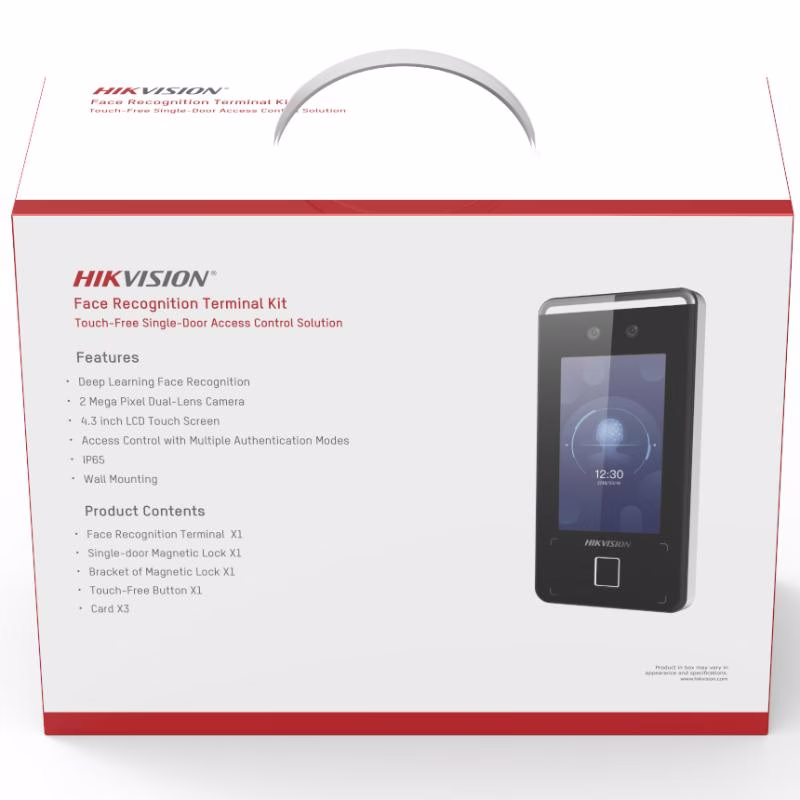 Hikvision DS-KAS541 Face Recognition Terminal Kit, 4.3-inch LCD touch screen, Touch-free single-door access control solution, 2 mega pixel dual-lens camera, Deep learning face recognition, Access control with multiple authentication modes thumbnail 4