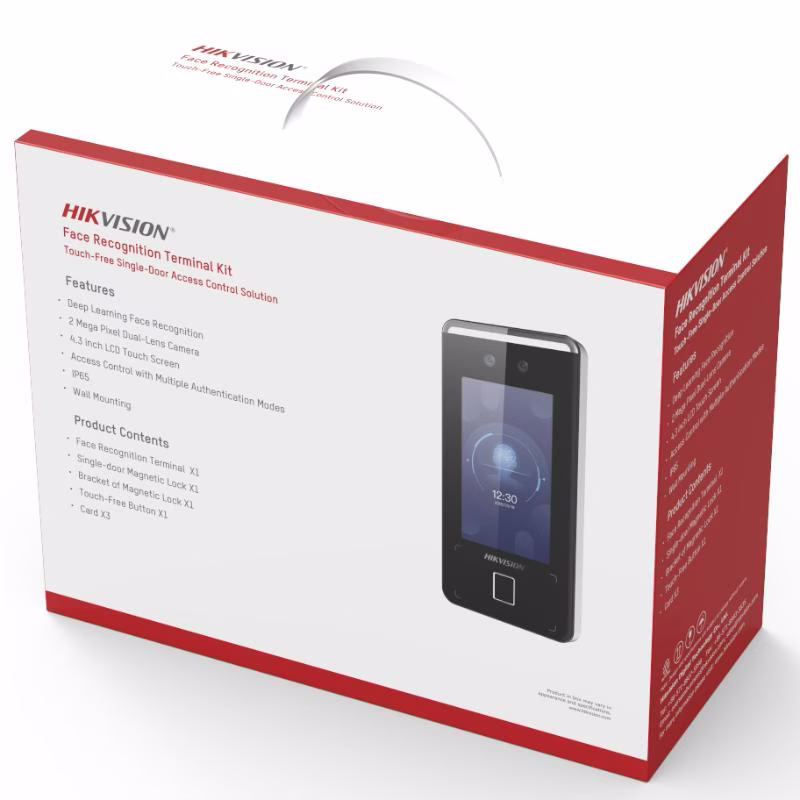 Hikvision DS-KAS541 Face Recognition Terminal Kit, 4.3-inch LCD touch screen, Touch-free single-door access control solution, 2 mega pixel dual-lens camera, Deep learning face recognition, Access control with multiple authentication modes thumbnail 3