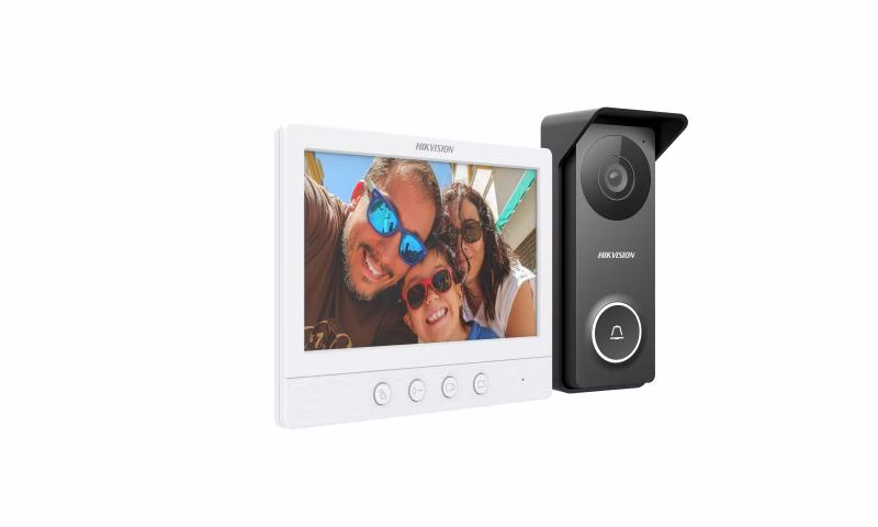 Hikvision DS-KIS213 4 Wire HD Kits Intercom System, 7" LCD TFT Screen, Built-In Omnidirectional Microphone & Loudspeaker, Supports Up to 1280 x 720 @ 60fps, Black & White thumbnail 3