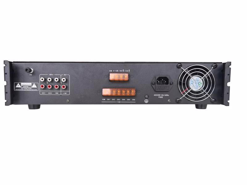 Hikvision DS-QAE0A120G1-VB6 120W 6-Zone Analog Amplifier, 2x AUX, 1x EMC,  2x Microphone Inputs, Built in Bluetooth/MP3 thumbnail 2