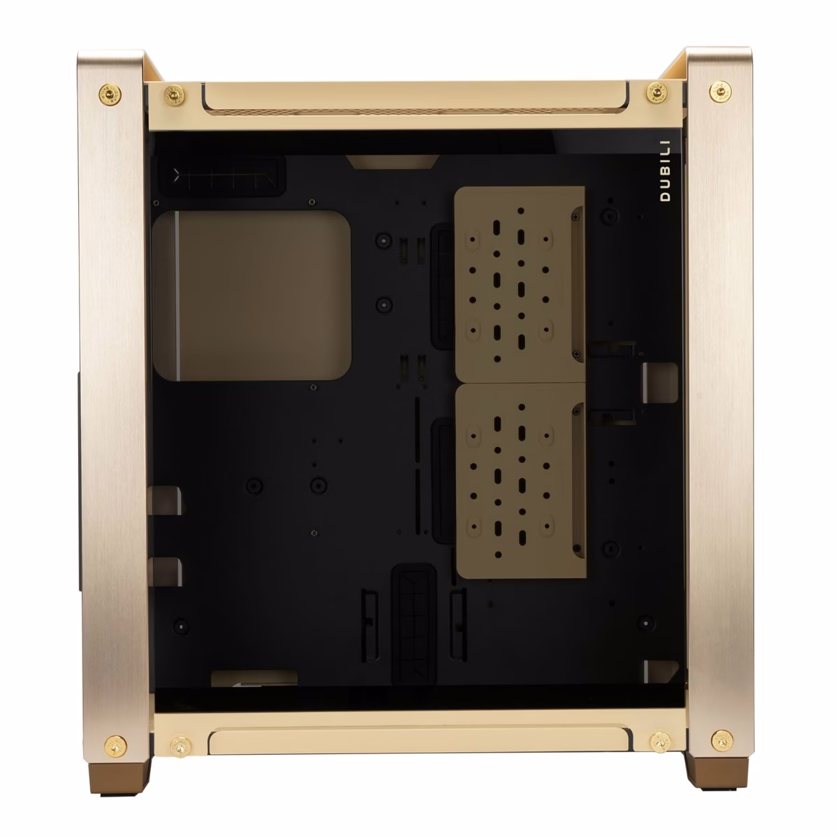 InWin Dubili E-ATX Full Tower Computer Case, 4x Pre-Installed Jupiter AJ140 Fans, Aluminum, TG, SECC Materials, Up to 430mm GPU & 420mm Radiator Support, Champagne Gold | IW-CS-DUBILIASB-GLD thumbnail 10