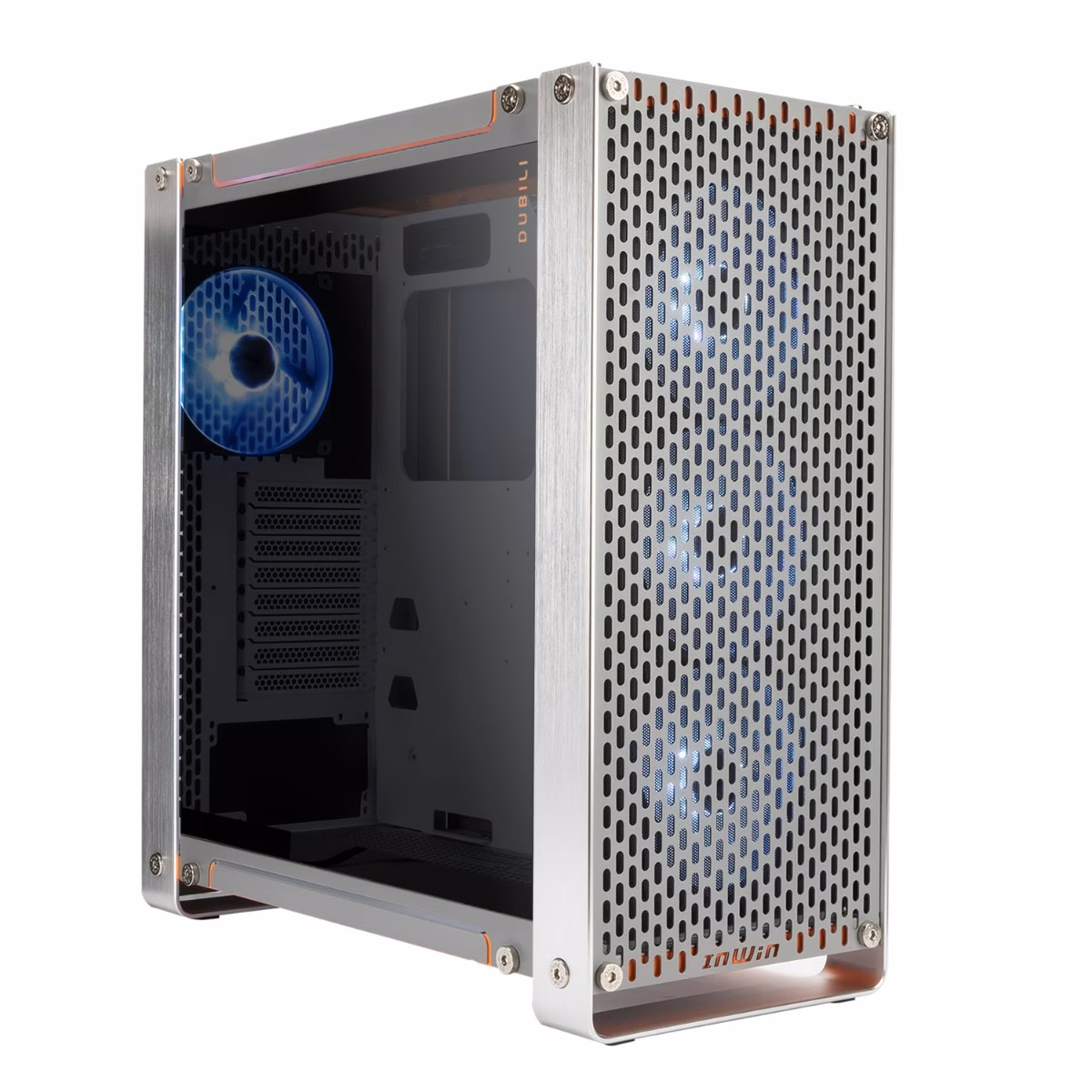 InWin Dubili E-ATX Full Tower Computer Case, 4x Pre-Installed Jupiter AJ140 Fans, Aluminum, TG, SECC Materials, Up to 430mm GPU & 420mm Radiator Support, Titanium Grey | IW-CS-DUBILIASB-GRY thumbnail 13