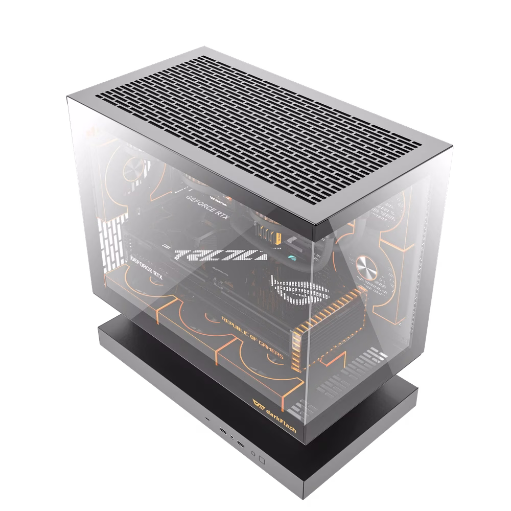 darkFlash Floatron F1 Black Gaming Case, 6 ARGB Fans Included, Panoramic Tempered Glass, M-ATX ITX Support, High Airflow Mini Tower | F1-BLACK+DM8 LINE*6 – Buy Online