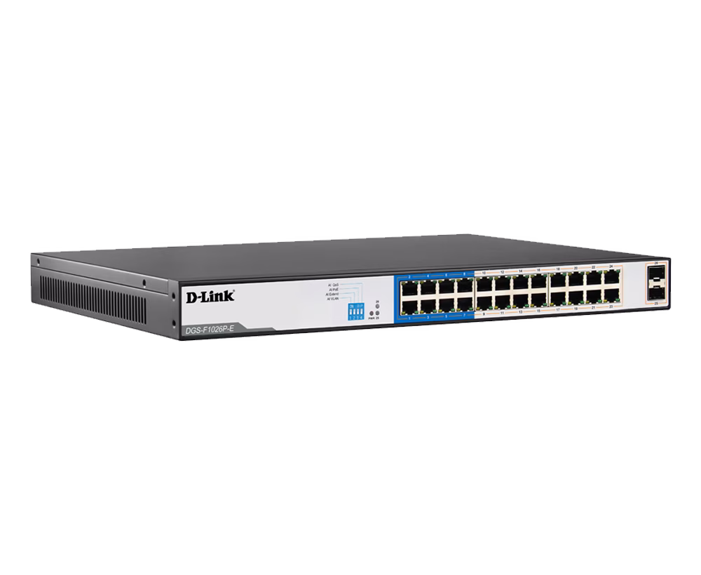 D-Link DGS-F1026P-E 24GE PoE + 2 SFP Ports 250m PoE Switch, 24 10/100/1000 Mbps Gigabit Ethernet Ports thumbnail 3