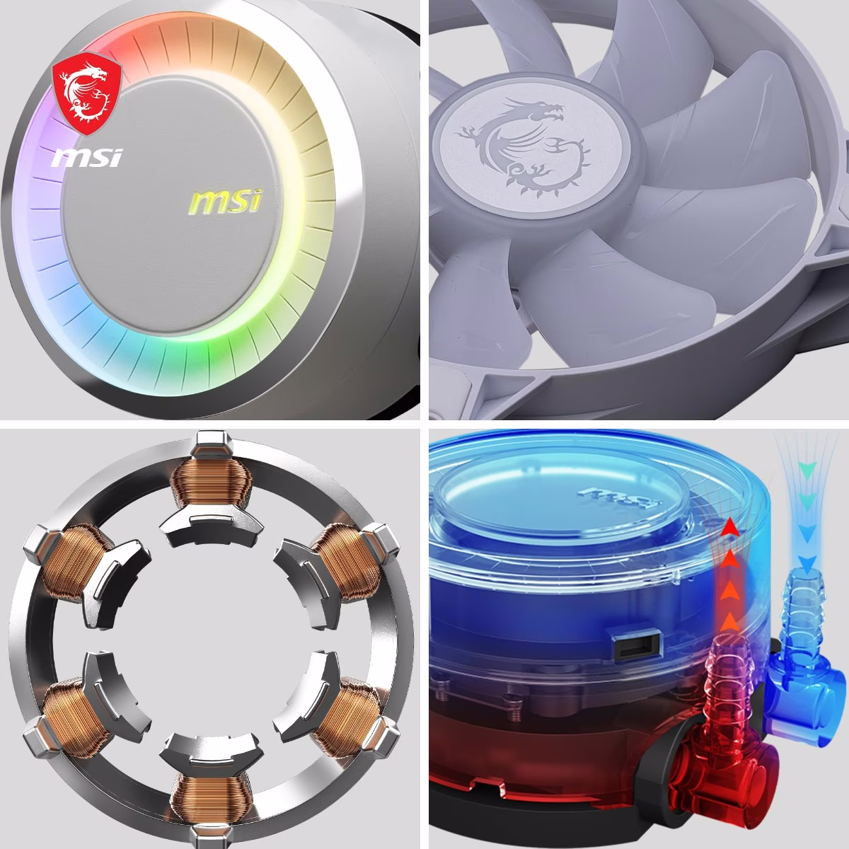 MSI MAG CoreLiquid E240 White, AIO ARGB CPU Liquid Cooler, Rotating Cap Design, 240mm Radiator, Dual 120mm ARGB PWM Fans, LGA 1700 Ready, AM5 Compatible | 306-7ZW5E27-C24 thumbnail 3