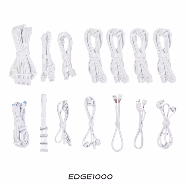 Lian-Li EDGE GOLD Fully Modular Power Supply, 1000W Power, 80 PLUS Gold Efficiency, 120mm FDB Fan Type, Active PFC, ATX 3.1 Form Factor, 2400 RPM Fan Speed, White | EG1000G.WH00 thumbnail 4