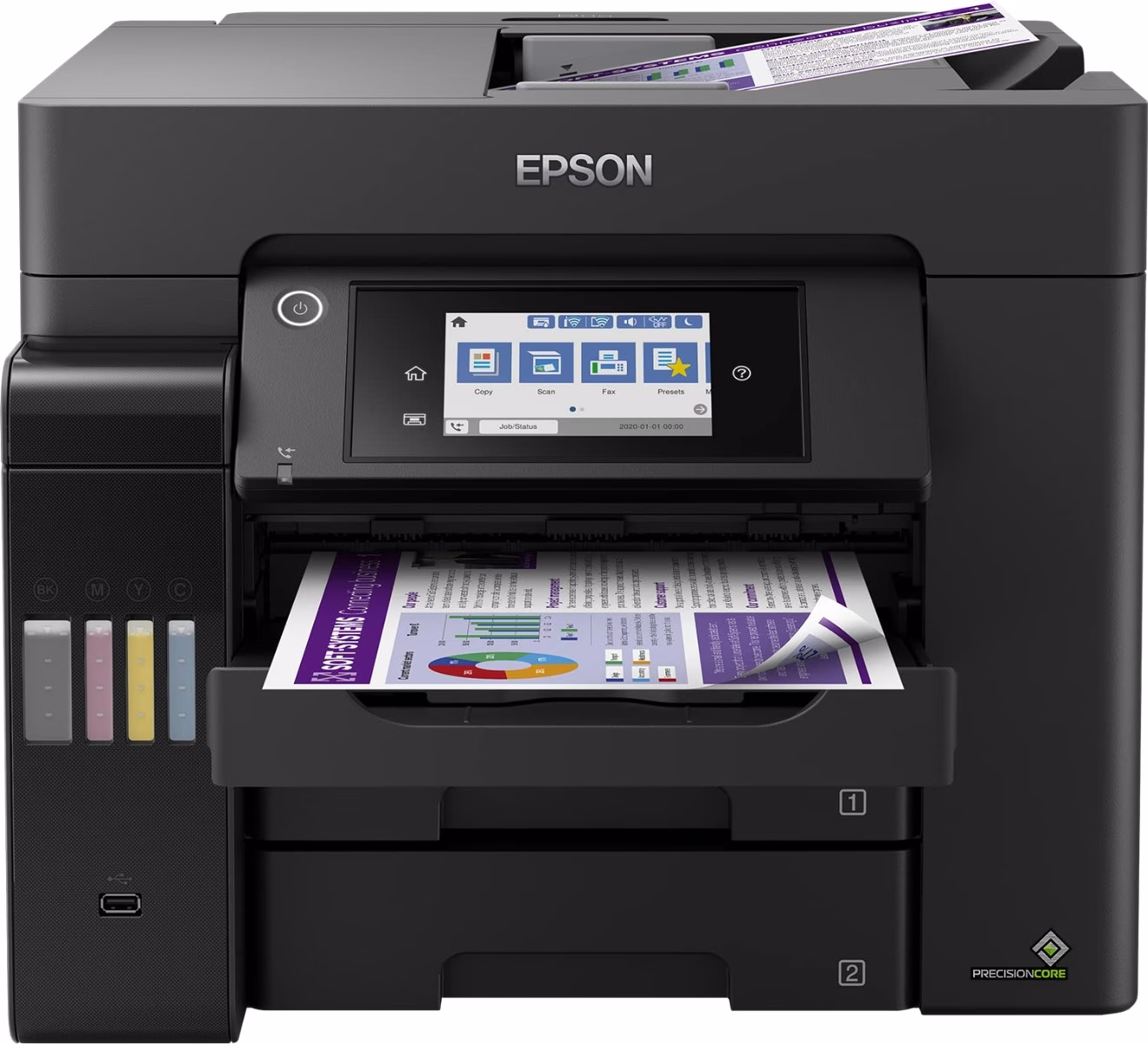 Epson Ecotank L6570 Office Ink Tank Printer A4 Colour 4 In 1 With Adf, Wi Fi And Smart Panel Connectivity Lcd Screen, Black, Compact image