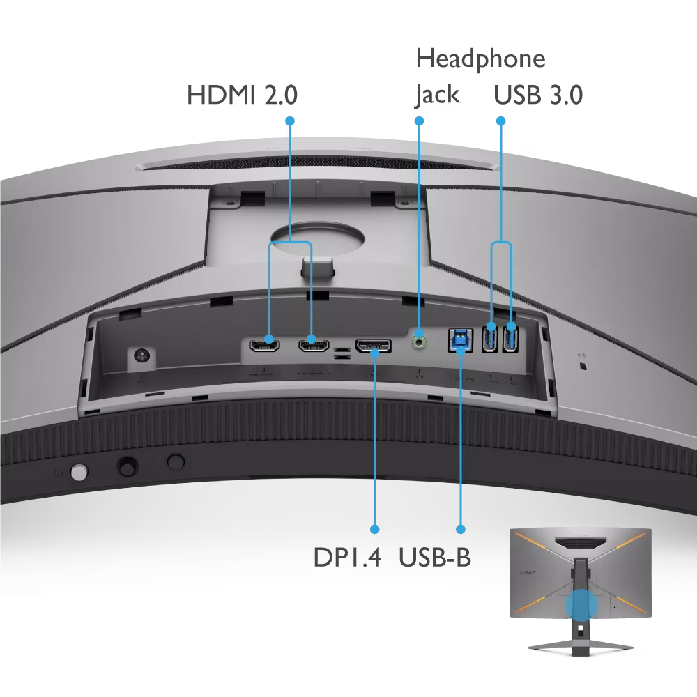 BenQ Mobiuz EX2710R 27'' 2K QHD 1000R Curved Monitor, 165Hz Refresh Rate, 1ms Response Time, 16:9 Aspect Ratio, HDRi, Dual Speakers + Subwoofer, AMD FreeSync, Tilt Adjustable Stand, HDMI, DP | EX2710R image