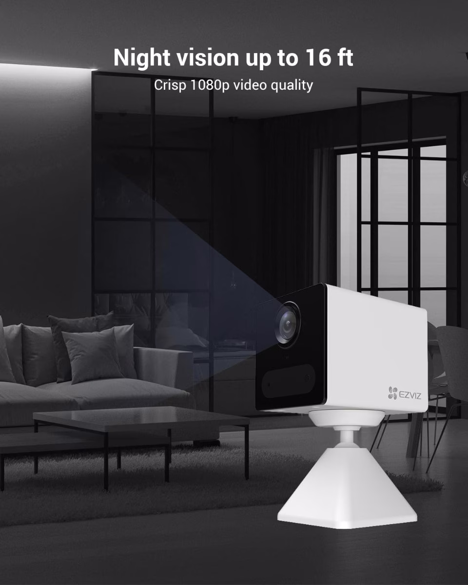 EZVIZ CB2 1080P Wireless Indoor WiFi Surveillance Camera on 2000 mAh Battery, 2.4 GHz WiFi Baby Camera, Person Detection, 5 m Night Vision, Two-Way Audio, Type C, Magnetic Mount White thumbnail 5