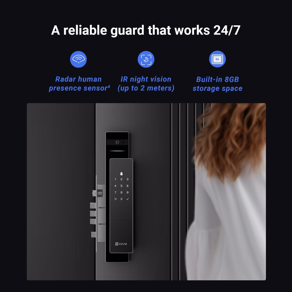 EZVIZ DL50FVS  Face Recognition Smart Lock, Face Recognition with Dual-Lens 3D Structured Light, Built-In Security Chip for Local Processing, Remote EZVIZ App Controls & Alerts, Built-In Smart Door Viewer, 4-Inch IPS Color Screen thumbnail 6