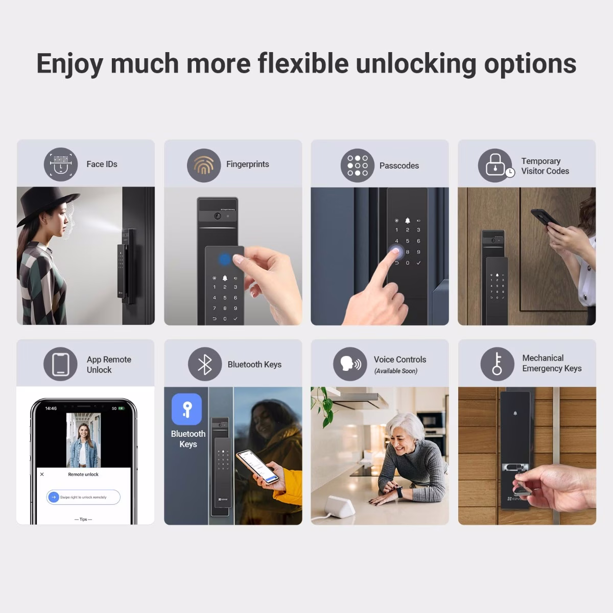 EZVIZ DL50FVS  Face Recognition Smart Lock, Face Recognition with Dual-Lens 3D Structured Light, Built-In Security Chip for Local Processing, Remote EZVIZ App Controls & Alerts, Built-In Smart Door Viewer, 4-Inch IPS Color Screen thumbnail 3