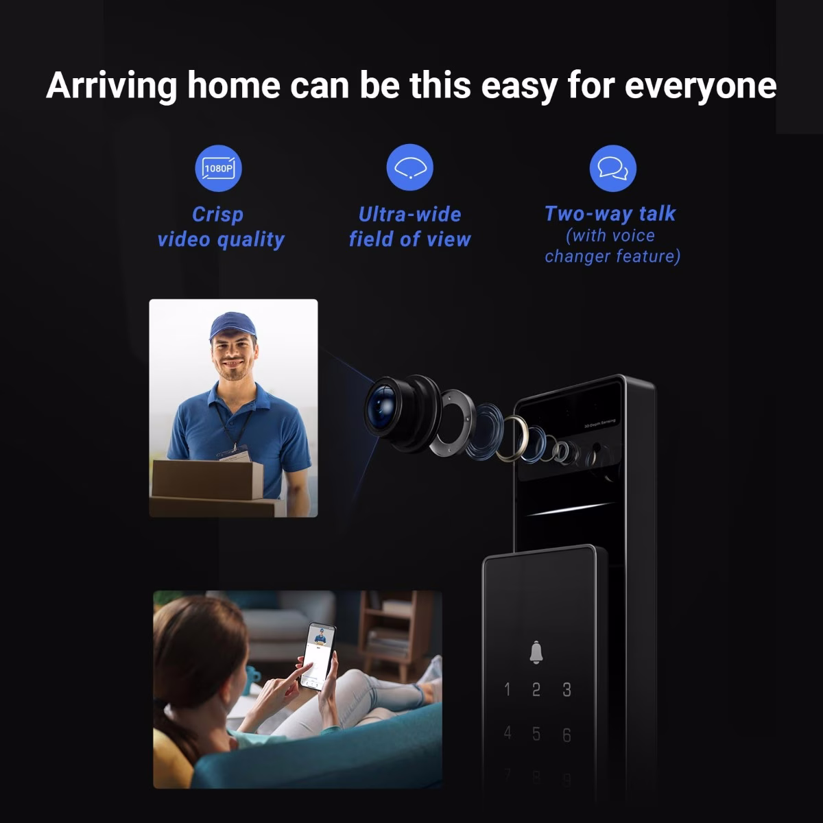 EZVIZ DL50FVS  Face Recognition Smart Lock, Face Recognition with Dual-Lens 3D Structured Light, Built-In Security Chip for Local Processing, Remote EZVIZ App Controls & Alerts, Built-In Smart Door Viewer, 4-Inch IPS Color Screen thumbnail 4