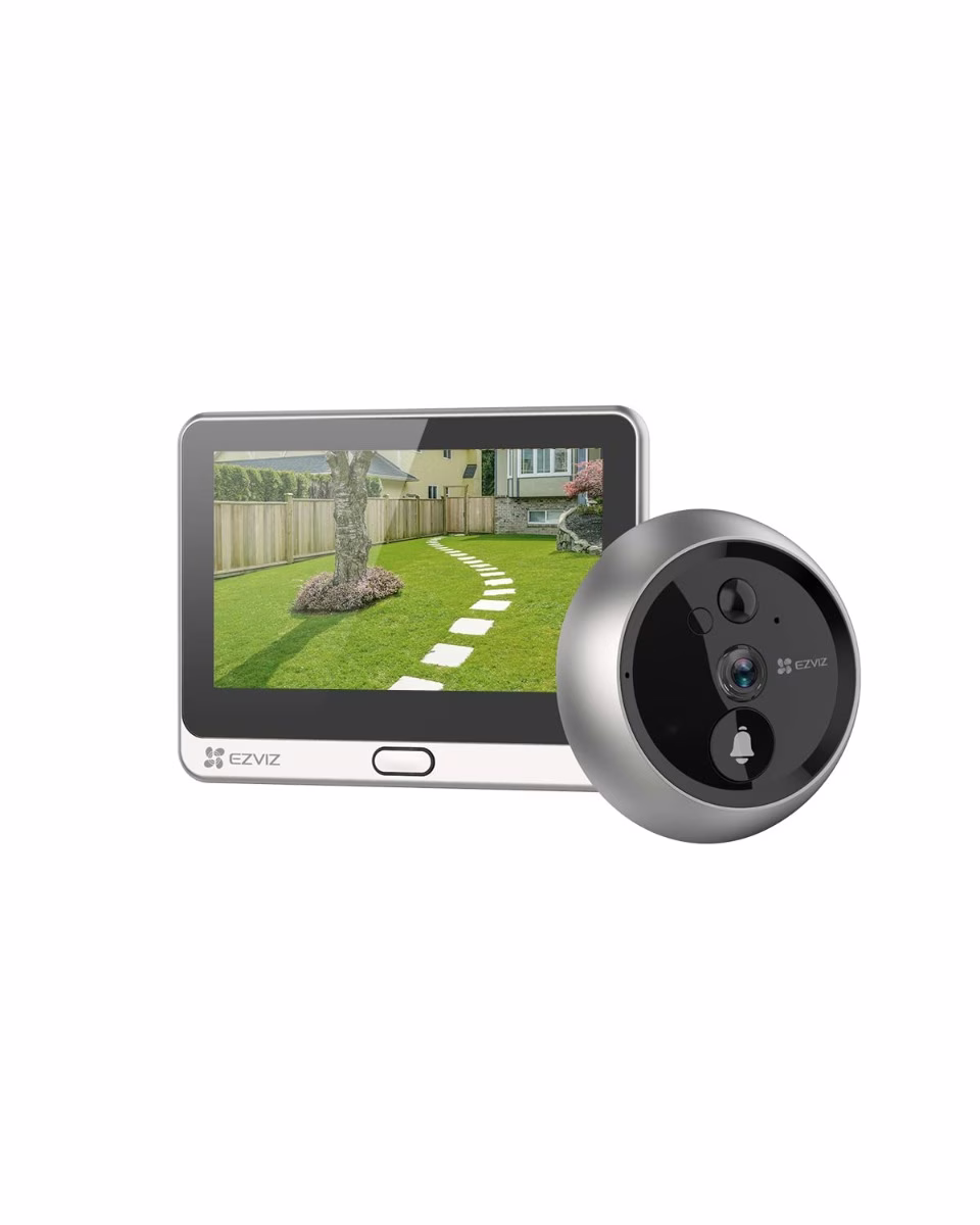 EZVIZ DP2C 1080p Video Door Viewer Peephole Camera with 4.3" Color Screen Display, Built in Chime, Rechargable Battery, APP Viewing, Two Way Audio, PIR Motion Detection, Metal Housing, Cloud/SD image