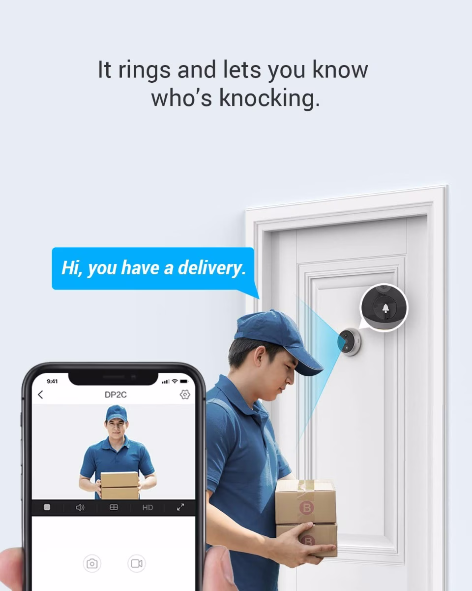 EZVIZ DP2C 1080p Video Door Viewer Peephole Camera with 4.3" Color Screen Display, Built in Chime, Rechargable Battery, APP Viewing, Two Way Audio, PIR Motion Detection, Metal Housing, Cloud/SD thumbnail 3