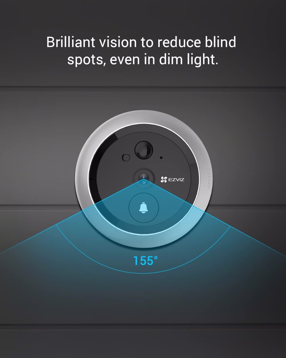 EZVIZ DP2C 1080p Video Door Viewer Peephole Camera with 4.3" Color Screen Display, Built in Chime, Rechargable Battery, APP Viewing, Two Way Audio, PIR Motion Detection, Metal Housing, Cloud/SD thumbnail 7