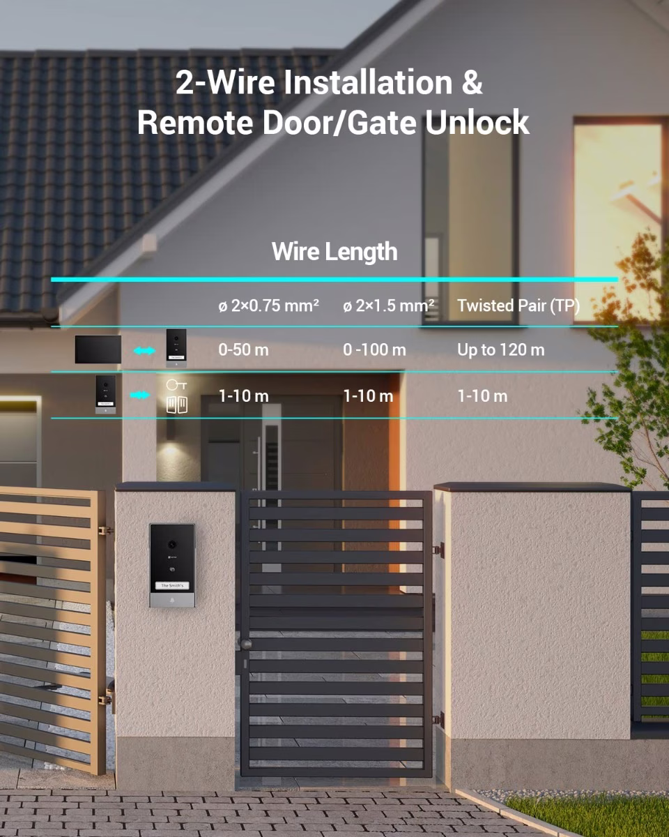 EZVIZ HP7 2K  Smart Home Video Doorphone, 2K Resolution, 7-Inch Color Touch Screen, Remote Door/Gate Unlock, 2-Wire, Smart Human Motion Detection, Two-Way Talk (Supports voice changer feature), Supports 2.4 / 5 GHz Dual-Band Wi-Fi, Weatherproof Design thumbnail 4