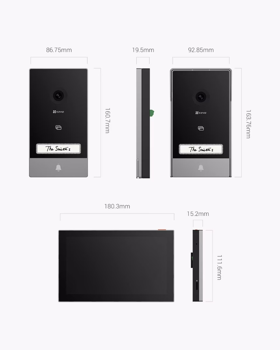 EZVIZ HP7 2K  Smart Home Video Doorphone, 2K Resolution, 7-Inch Color Touch Screen, Remote Door/Gate Unlock, 2-Wire, Smart Human Motion Detection, Two-Way Talk (Supports voice changer feature), Supports 2.4 / 5 GHz Dual-Band Wi-Fi, Weatherproof Design thumbnail 6