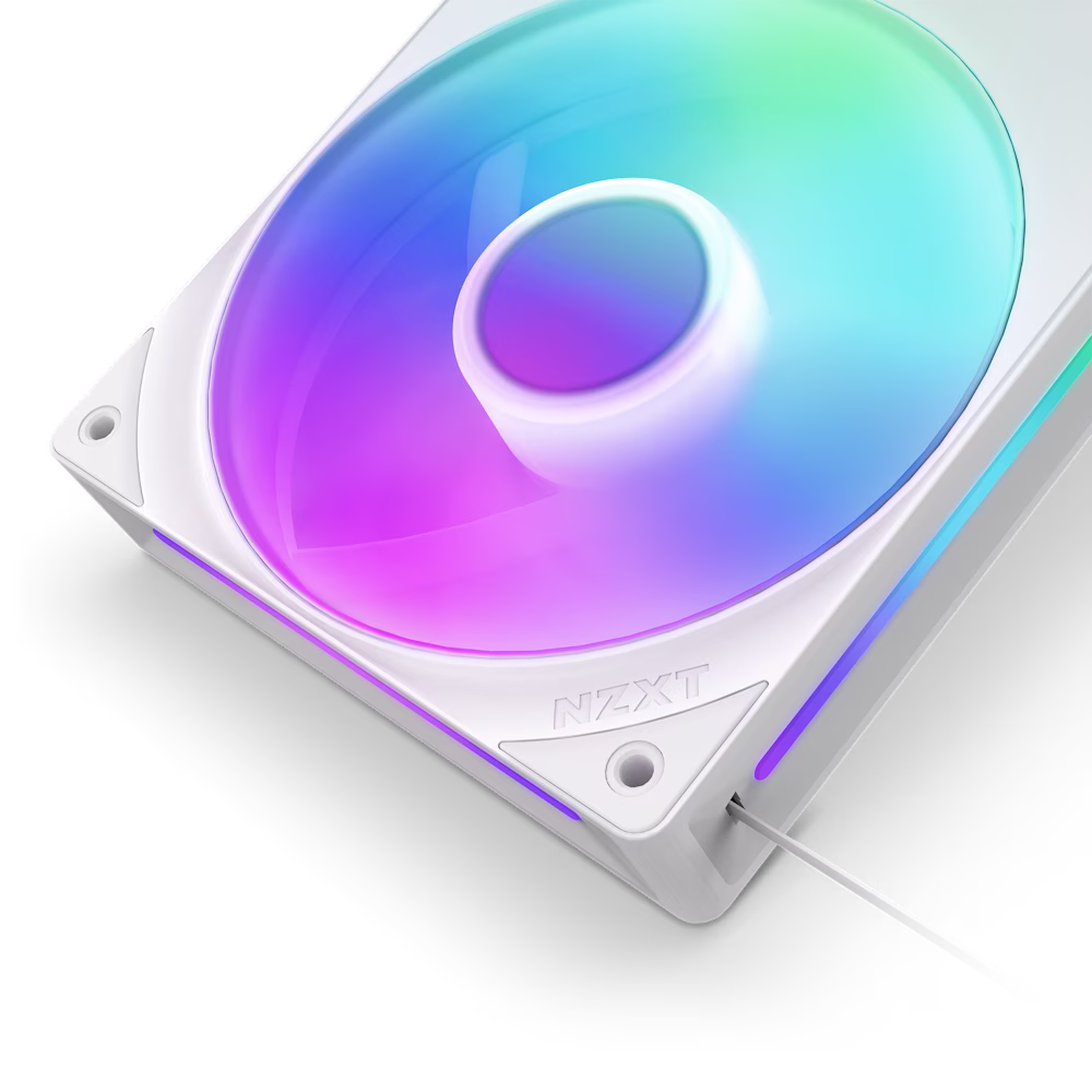 NZXT F240 RGB Core 240mm Single-Frame RGB White Case Fan, 500 - 2,400 ?? 250 RPM per fan, 8 LEDs per Fan, Fluid Dynamic Bearing | RF-U24HF-W1 thumbnail 2