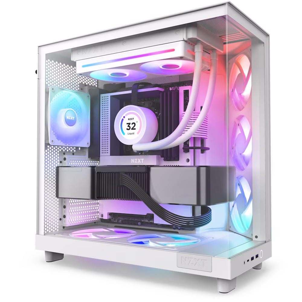 NZXT F240 RGB Core 240mm Single-Frame RGB White Case Fan, 500 - 2,400 ?? 250 RPM per fan, 8 LEDs per Fan, Fluid Dynamic Bearing | RF-U24HF-W1 thumbnail 3