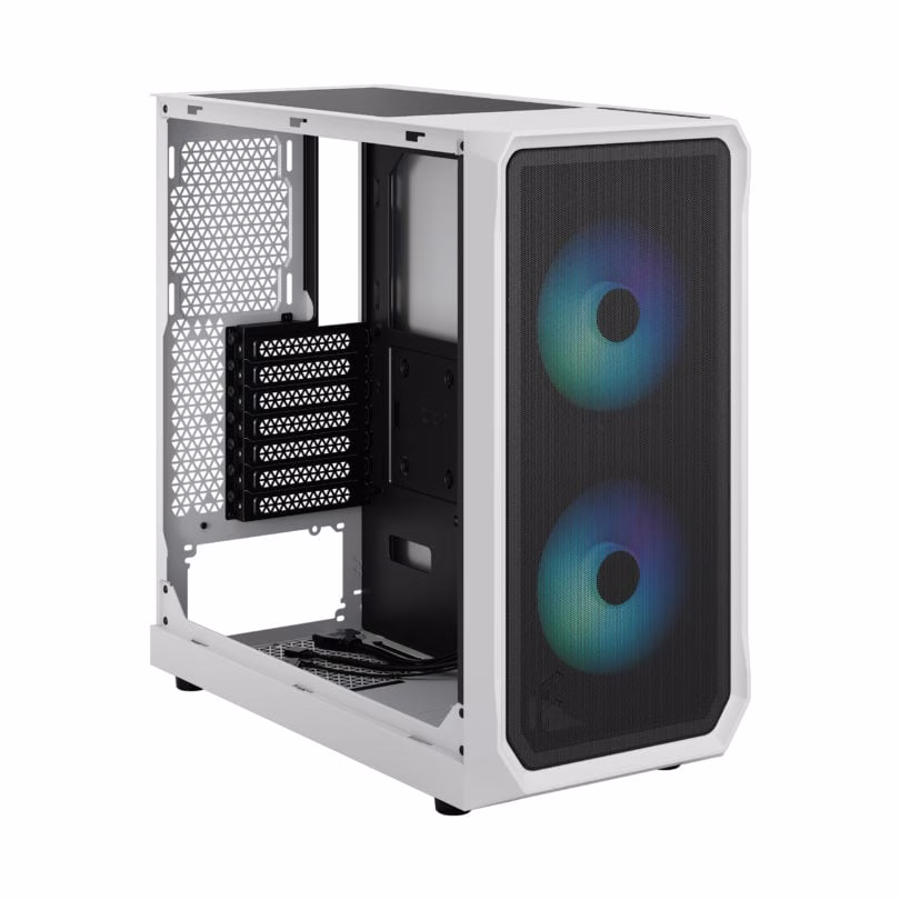 Fractal Design Focus 2 RGB TG Clear Tint ATX PC Case, Temp Glass Side Panel, Mesh Design Front, High Airflow, Up to 6x120mm Fan &amp; Up to 360mm Radiator, Smart Config, 2xUSB 3.0, White | FD-C-FOC2A-04 image