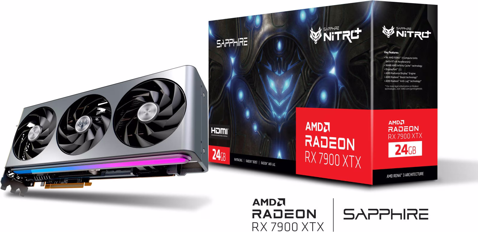 Sapphire Nitro+ AMD Radeon RX 7900 XTX Vapor-X Gaming Graphics Card, 24GB 384bit DDR6 Memory, 2680 MHz Boost Clock, 20 Gbps Memory Speed, PCI-Express 4.0x16, 2x HDMI / 2x DisplayPort | 11322-01-40G thumbnail 8