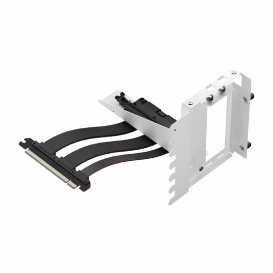 Fractal Design Flex 2 Vertical Riser Bracket, Vertical GPU bracket, PCIe Riser cable 195 mm, 2 x 6-32 Captive screws, 2 x 6-32 Thumbscrews for PCI slot, 4 x 6-32 Screws for Riser cable & Bracket, White | FD-A-FLX2-002 image