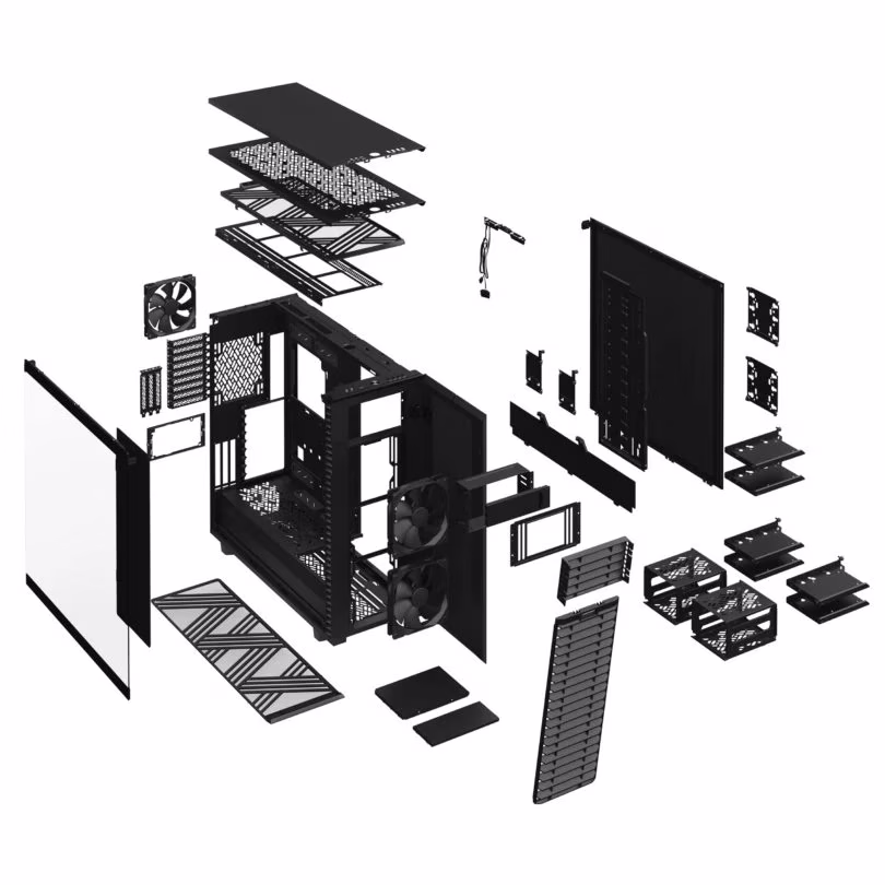 Fractal Define 7 XL Dark Tint Tempered Glass Mid Tower Case, 11 x 120 mm or 9 x 140 mm, 9 + 3 Expansion slots, 2x 5.25??? drive mounts, 1 x 120/140 mm, (1 x Dynamic X2 GP-14 included)  Black | FD-C-DEF7X-03 thumbnail 11