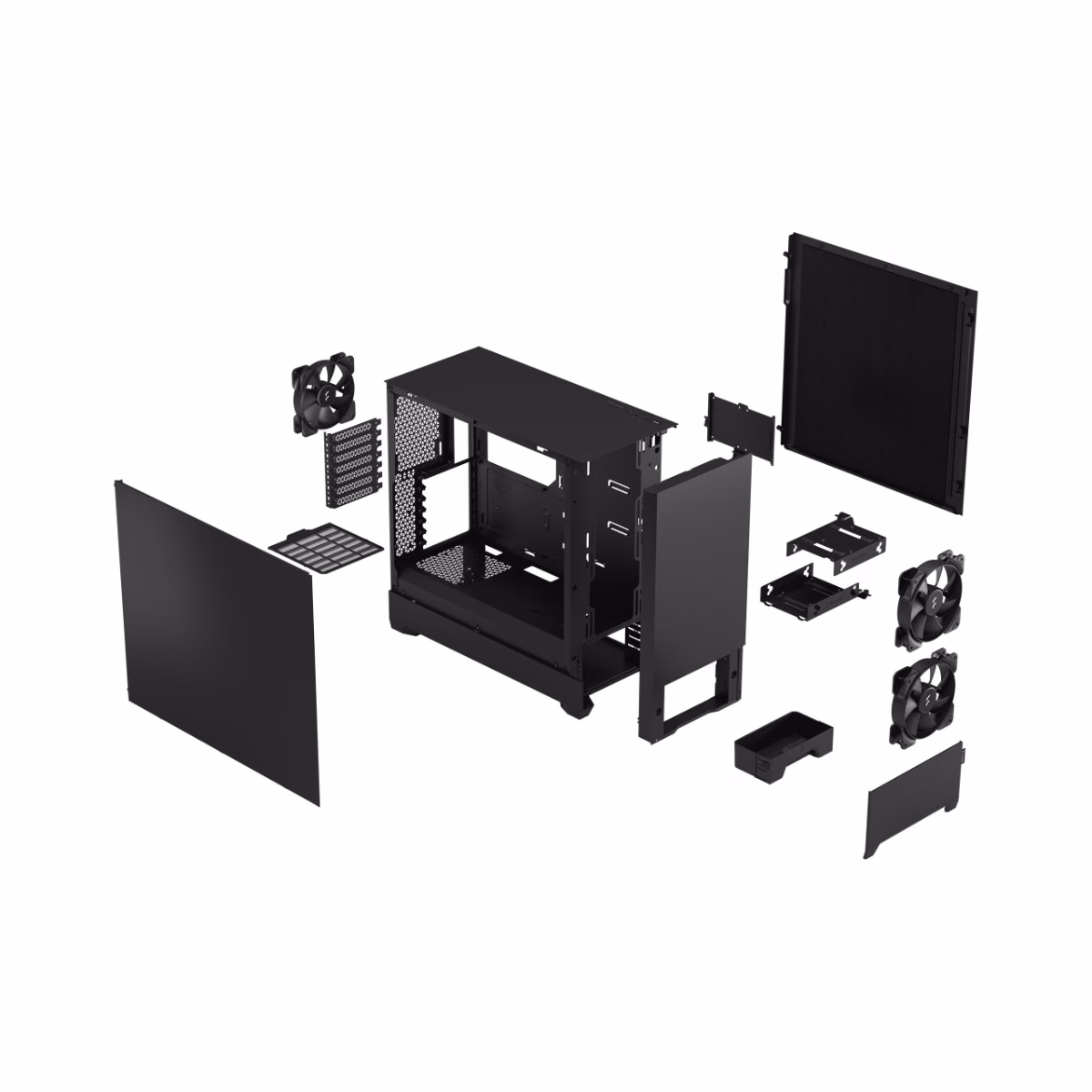 Fractal Design Pop Silent Mid-Tower PC Case, Up to 280mm Radiator & 3x 120mm Fan Support, Hidden Compartment, USB-C /I/O Panel, Black Solid | FD-C-POS1A-01 image