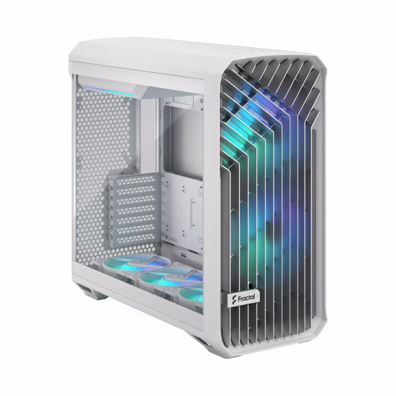 Fractal Design Torrent Full Tower Case, 2x 180 RGB PWM & 3x140 Mm Fans, Motherboard Supports Upto E-ATX, PSU Supports Upto ATX , GPU Max Length 461 Mm, 6x Drive Mounts, 7x Expansion Slots, Fixed Cable Straps, White RGB TG Clear | FD-C-TOR1A-07 – Buy Online