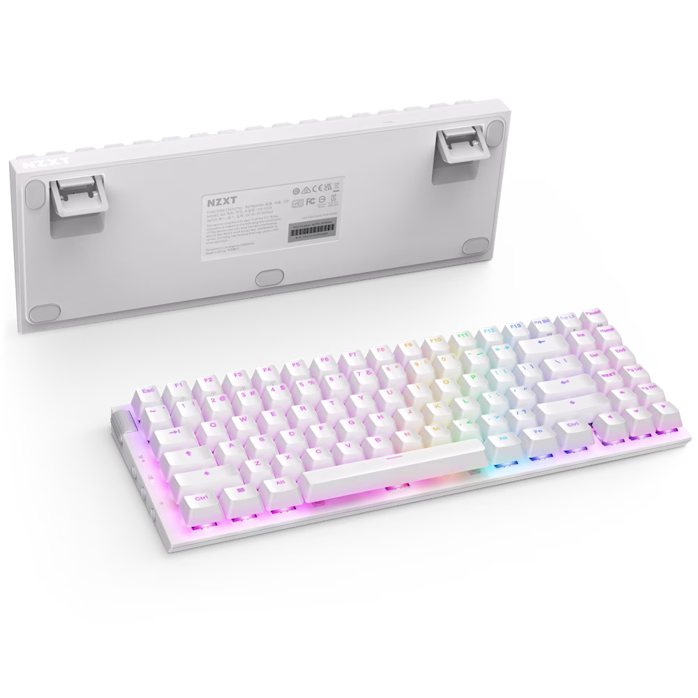 NZXT Function 2 MINI TKL Optical Gaming Keyboard, Linear optical switches, 8,000 Hz polling rate, Doubleshot PBT keycaps, Hot-swappable, White | KB-002NW-US thumbnail 3