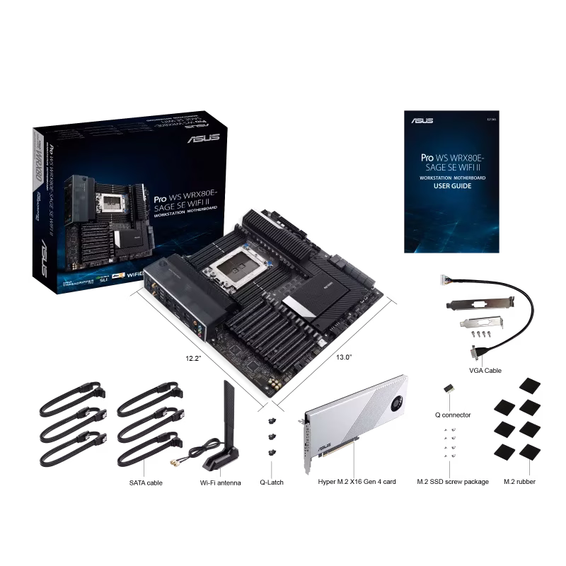 ASUS Pro WS WRX80E-SAGE SE WIFI II AMD WRX80 Workstation Motherboard, Ryzen Threadripper PRO support, 7x PCIe 4.0 x16 Slots, Dual 10G LAN, WiFi 6E | 90MB1E60-M0EAY0 thumbnail 8