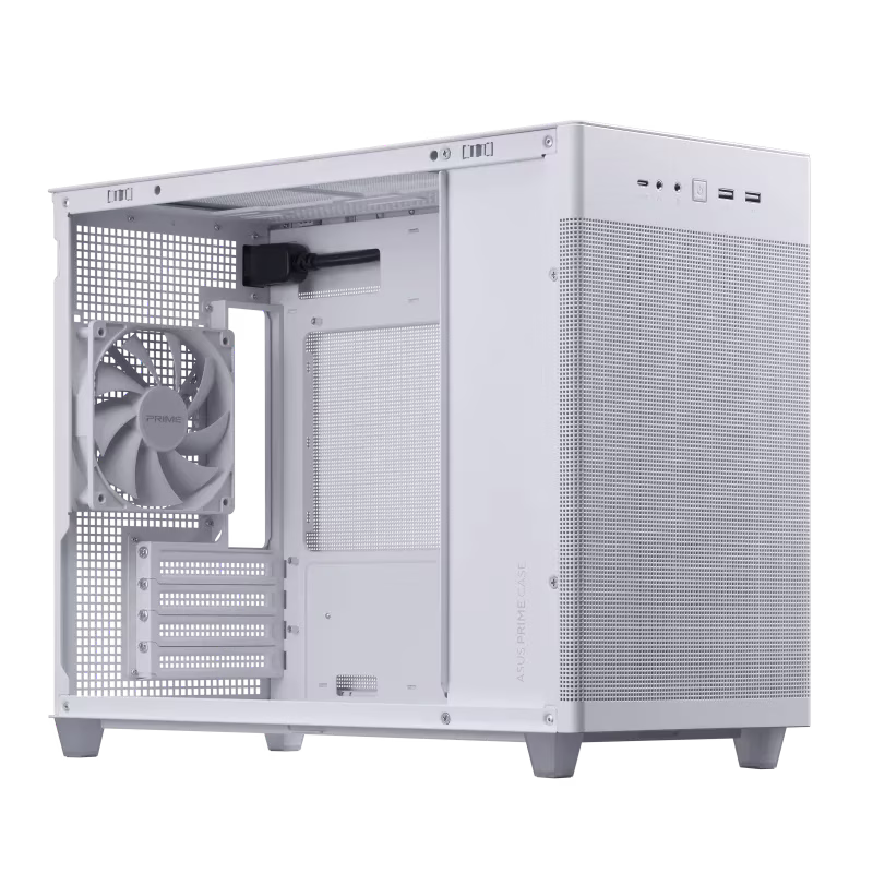 Asus AP201 Prime Mesh White Edition 33L MicroATX Case, Tool-Free Side Panels, Quasi-Filter Mesh, With Support For 360mm Coolers,338mm Graphics Cards, Standard ATX PSU's, White | 90DC00G3-B39000 thumbnail 8