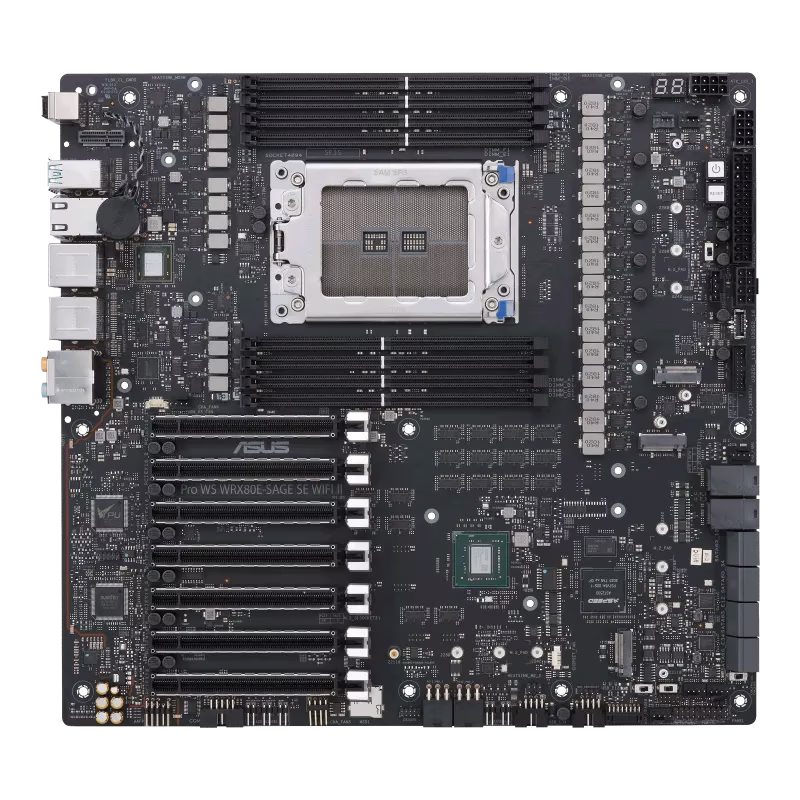 ASUS Pro WS WRX80E-SAGE SE WIFI II AMD WRX80 Workstation Motherboard, Ryzen Threadripper PRO support, 7x PCIe 4.0 x16 Slots, Dual 10G LAN, WiFi 6E | 90MB1E60-M0EAY0 thumbnail 2