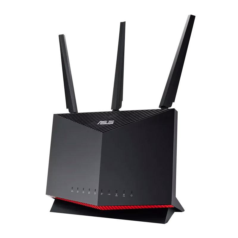 Asus RT-AX86U AX5700 Dual Band WiFi 6 Gaming Router, WiFi 6 802.11ax, 1.8 GHz Quad-Core, 1GB RAM, 2500 sq ft, NVIDIA GeForce, 2.5G Port, Gaming Port, Adaptive QoS - Black I 90IG05F1-MU2G10 thumbnail 2