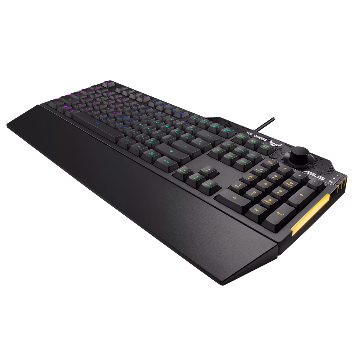 ASUS TUF K1 Membrane Gaming Keyboard for PC, Onboard Memory, Dedicated Volume Knob, Aura Sync RGB & Side Lighting, Detachable Wrist Rest, Spill-Resistant, ENG-ARB Layout, Black | 90MP01X0-BKCA00 thumbnail 4