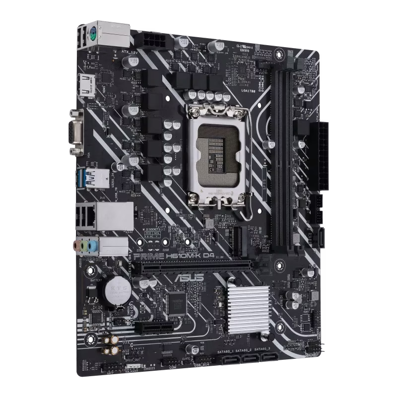 Asus Prime H610M-K D4 Mic ATX Motherboard, DDR4 Support, LGA 1700, PCIe 4.0, M.2 Slot, Realtek 1Gb Ethernet, HDMI, D-Sub, USB 3.2 Gen, SATA 6 Gbps, COM/RGB Header, 5X Protection III | 90MB1A10-M0EAY0 – Buy Online