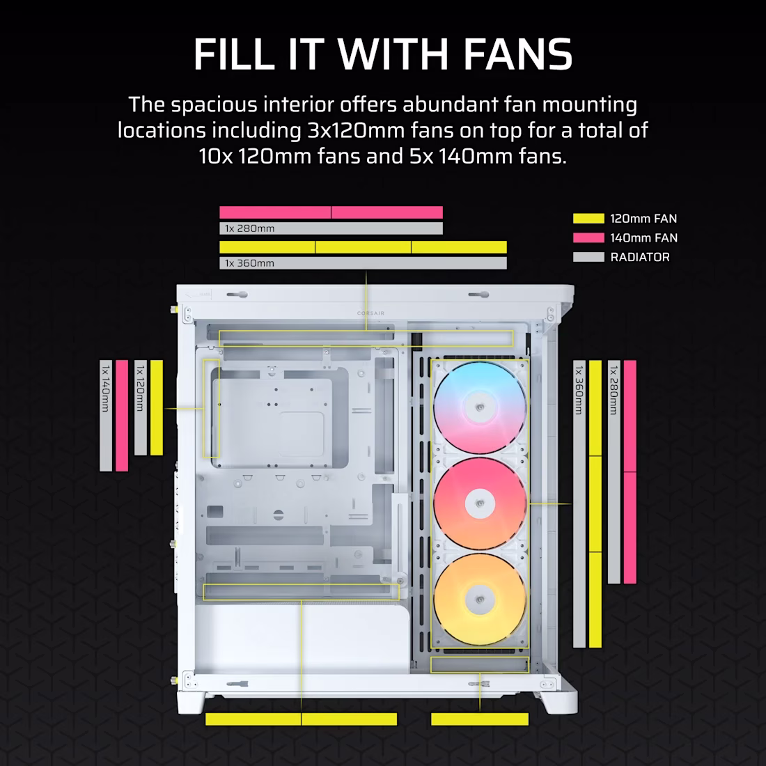 CORSAIR FRAME 4500X RS-R ARGB White Panoramic Mid-Tower Case, Curved Glass, 3x Reverse Fans, Reverse-Connector Support, White | CC-9011315-WW thumbnail 5