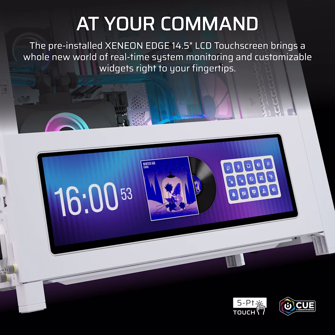 CORSAIR FRAME 4000D LCD RS ARGB White Mid-Tower Case, 14.5" Touchscreen, Reverse-Connector Support, 4x ARGB Fans, White |  CC-9011327-WW thumbnail 3