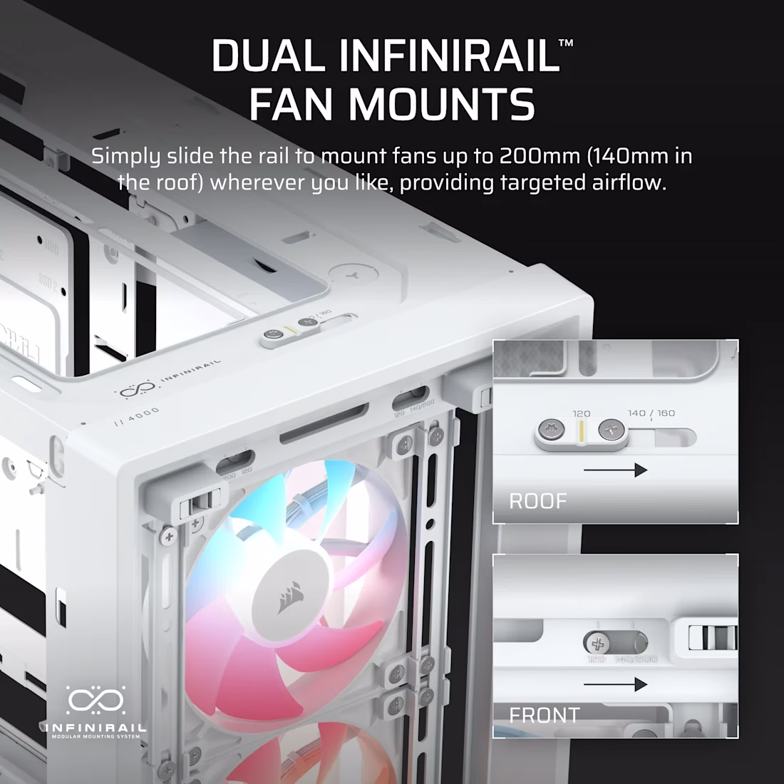 CORSAIR FRAME 4000D LCD RS ARGB White Mid-Tower Case, 14.5" Touchscreen, Reverse-Connector Support, 4x ARGB Fans, White |  CC-9011327-WW thumbnail 5