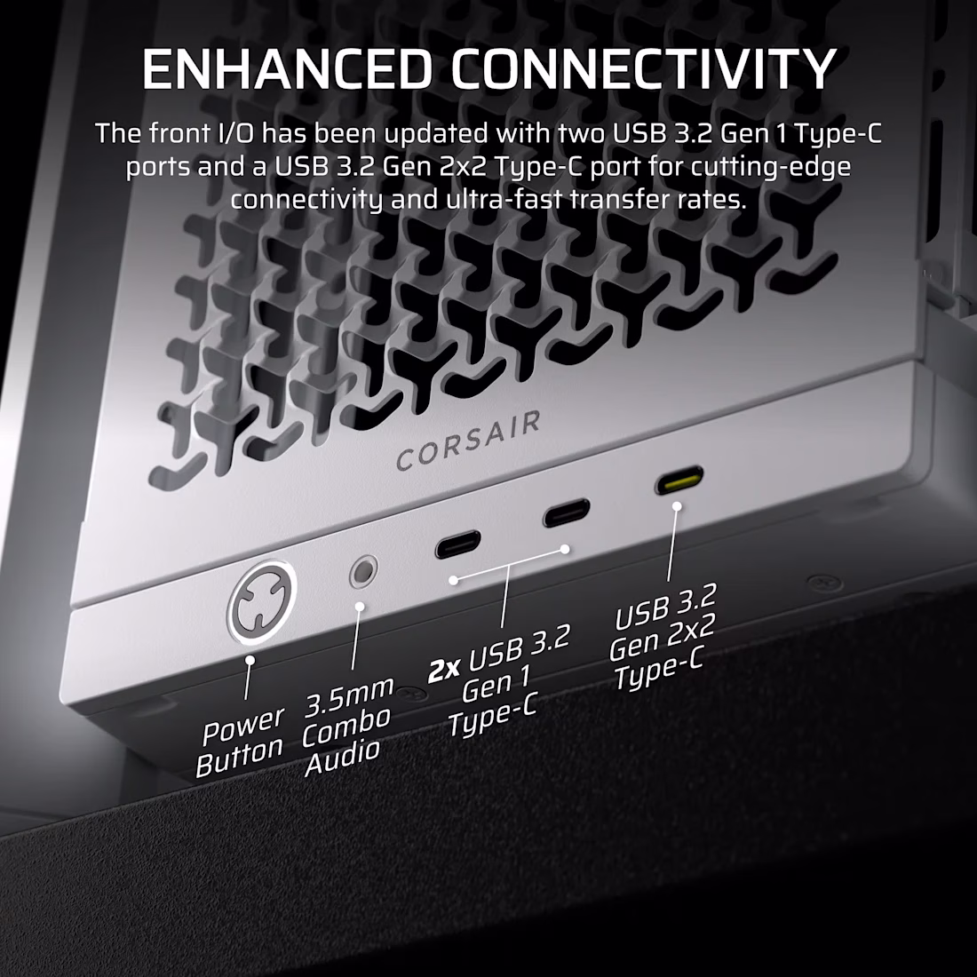 CORSAIR FRAME 4000D LCD RS ARGB White Mid-Tower Case, 14.5" Touchscreen, Reverse-Connector Support, 4x ARGB Fans, White |  CC-9011327-WW thumbnail 6