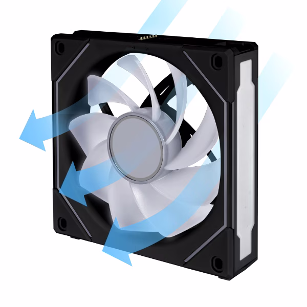 LIAN LI UNI FAN SL-INF 120 RGB REVERSE BLADE Revolutionized Daisy-Chain ARGB Fan, 40 LEDs in each fan, Software Controller fan speed / LED lighting, High Static pressure when running high RPM, 2100 RPM, 63.6 CFM, 32 dBA  | G99.12RSLIN1B.00 thumbnail 3