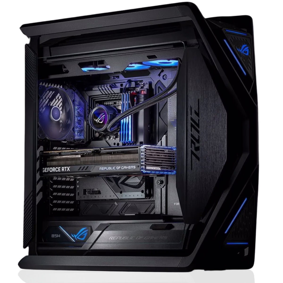 ASUS Powered Cableless Gaming & Rendering PC, Core I9 14900KS 14th Gen, Strix NVIDIA 4090 24GB, 64GB (2x32GB) 6400MTs, 4TB NVMe SSD, 1000W image