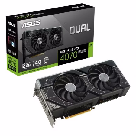ASUS Dual GeForce RTX 4070 SUPER 12GB GDDR6X Graphic card, with two powerful Axial-tech fans and a 2.56-slot design for broad compatibility, 0dB technology, Powered by NVIDIA DLSS3 | 90YV0K83-M0NA00 thumbnail 7