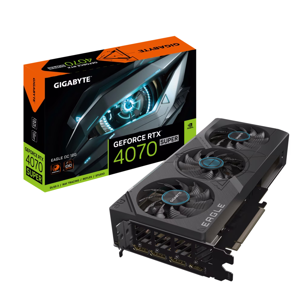 Gigabyte GeForce RTX 4070 SUPER EAGLE OC Nvidia DLSS 3 12G Graphic card, 12 GB GDDR6X 192 bit , 7168 CUDA Cores, 2535 MHzClock, max resolution 7680x4320, Dual BIOS, RGB Fusion | GV-N407SEAGLE OC-12GD thumbnail 4