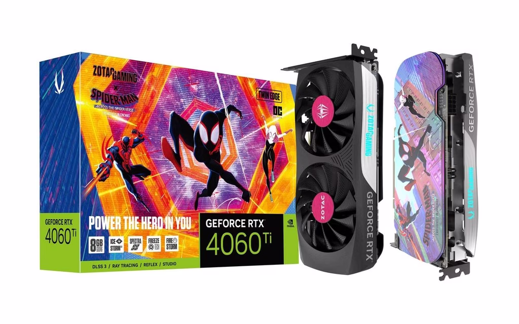 ZOTAC GAMING GeForce RTX 4060 Ti 8GB Twin Edge OC SPIDER-MAN??? Across the Spider-Verse Bundle Graphic card, 8GB GDDR6, PCIe, 128-bit, 4352 CUDA cores, IceStorm 2.0 | ZT-D40610H-10SMP image