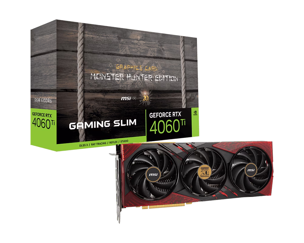 MSI GeForce RTX 4060 Ti 8G GAMING SLIM MONSTER HUNTER EDITION Limited-edition Graphic Card and Controller Bundle Pack, 8GB GDDR6, 2535 MHz / 18 Gbps, 4352 CUDA Core Units | 912-V515-209 thumbnail 6