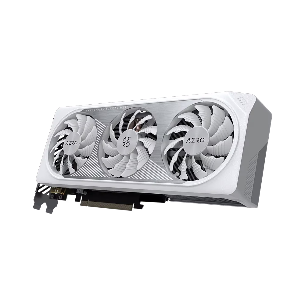 Gigabyte GeForce RTX 4060 Ti AERO OC 16GB Graphic card, 18 Gbps 128 bit DDR6, 4352 CUDA Cores, 7680x4320 Max resol, 2595 MHz Max Clock, White | GV-N406TAERO OC-16GD image