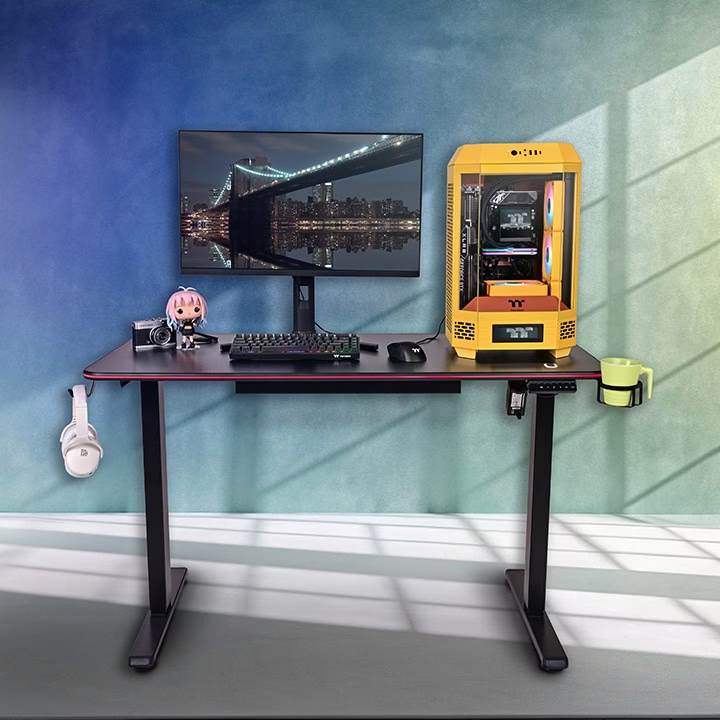 Thermaltake GT120 RGB Height Adjustable Office & Gaming Desk, High-quality Mouse Pad, Anti-collision Safety Sensor, Cup Holder, Headset Hanger, Cable Management System  | GGD-GTM-BKEIRX-01 thumbnail 6